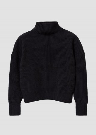s.Oliver Oversized Strickpullover aus Chenille-Garn - schwarz