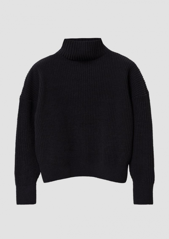 s.Oliver Oversized Strickpullover aus Chenille-Garn - schwarz