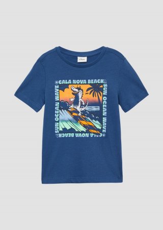 s.Oliver Baumwoll-T-Shirt mit Frontprint - dunkelblau