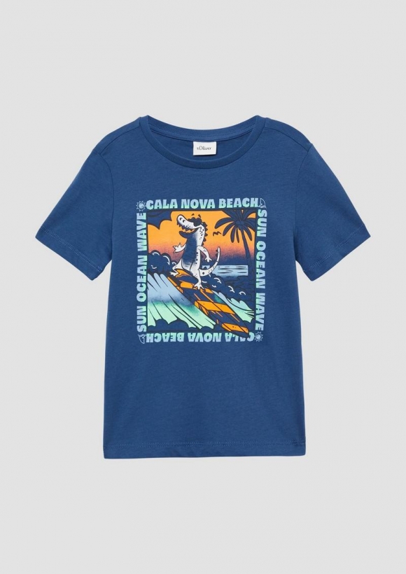 s.Oliver Baumwoll-T-Shirt mit Frontprint - dunkelblau