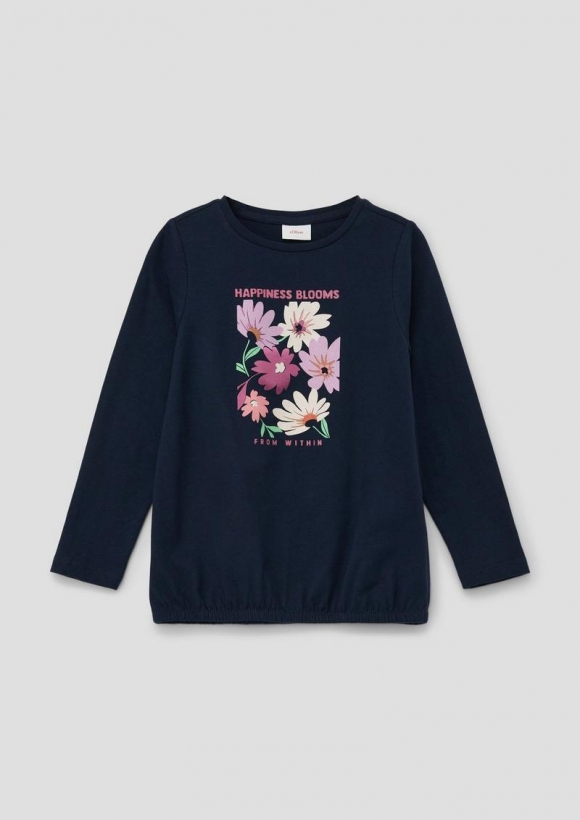 s.Oliver Longsleeve mit Effektprint - navy