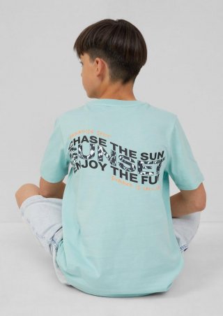 s.Oliver Baumwoll-T-Shirt mit Front- und Rückenprint - ozeangrün