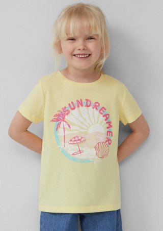 s.Oliver T-Shirt im Loose Fit mit Glitzerprint - helles zitrone