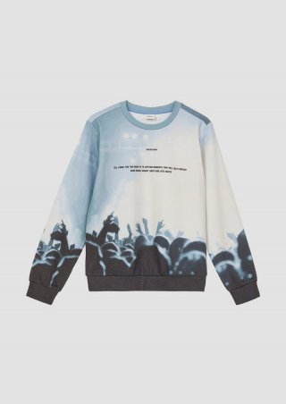 s.Oliver Sweatshirt aus Baumwollmix mit All-over-Print - hellblau