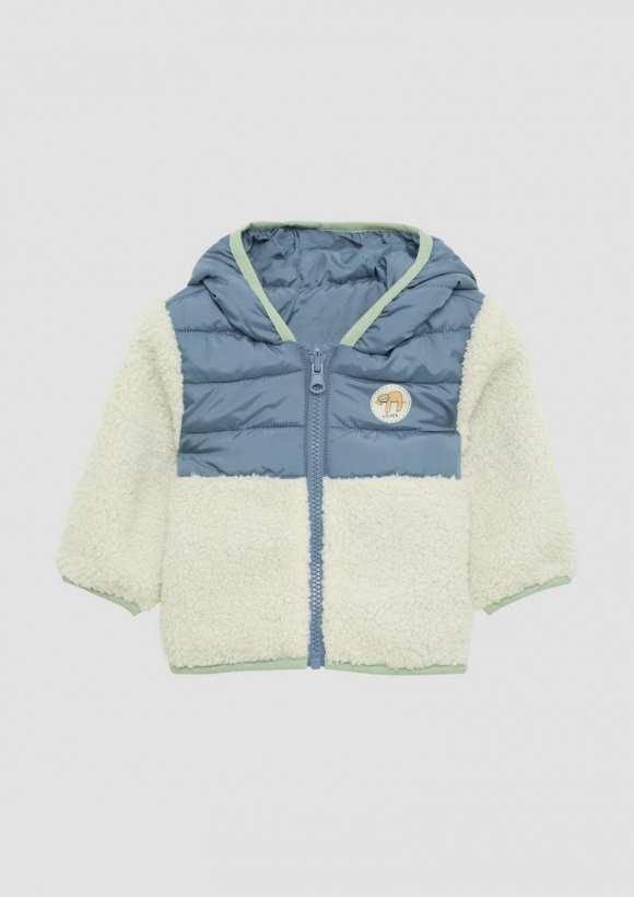 s.Oliver Leicht wattierte Wendejacke mit Steppung und Teddyplüsch - wollweiß