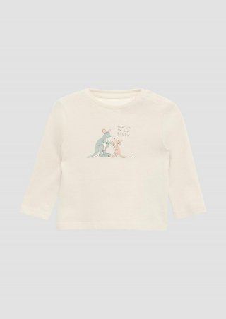 s.Oliver Weiches Longsleeve aus Baumwolle mit Frontprint - wollweiß