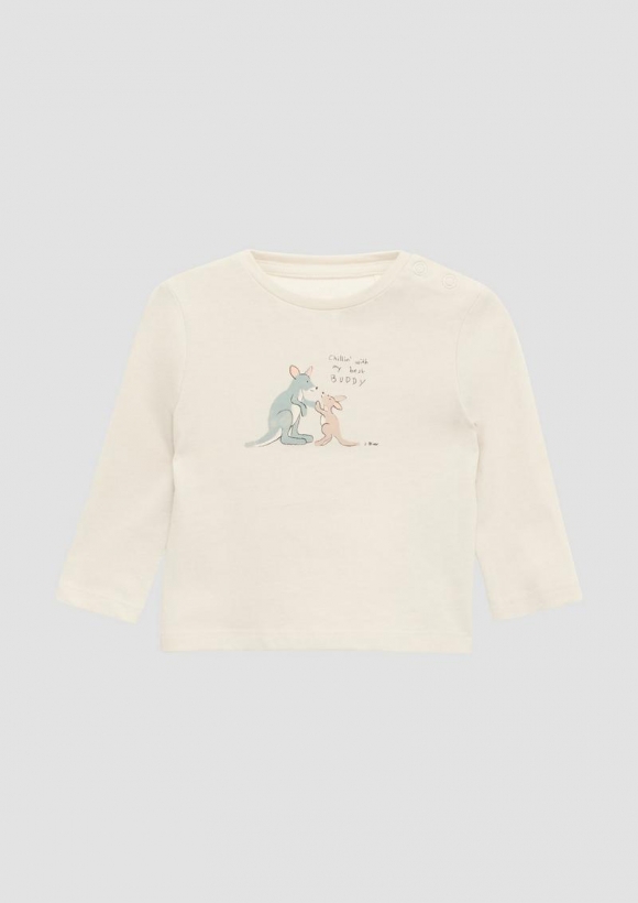 s.Oliver Weiches Longsleeve aus Baumwolle mit Frontprint - wollweiß