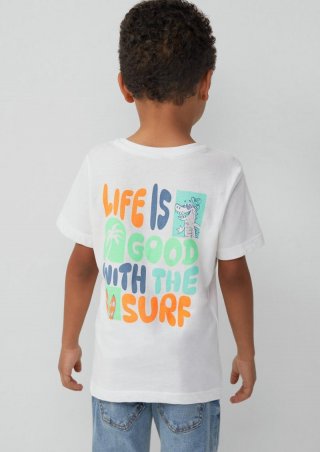 s.Oliver Jersey-T-Shirt mit Front- und Rückenprint - weiß