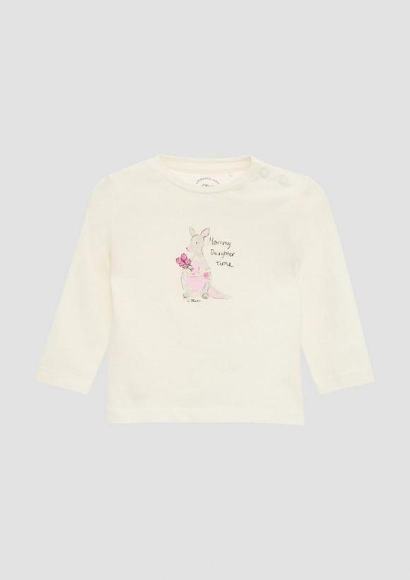 s.Oliver Weiches Longsleeve aus Baumwolle mit glitzerndem Frontprint - creme