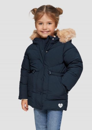 s.Oliver Steppmantel mit abnehmbarem Kunstfell - navy