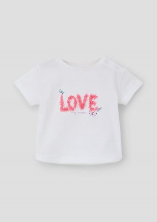 s.Oliver T-Shirt mit Glitzerprint - weiß