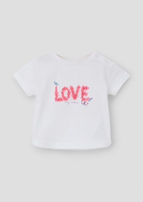 s.Oliver T-Shirt mit Glitzerprint - weiß