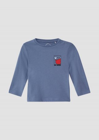 s.Oliver Weiches Longsleeve mit Front- und Rückenprint - blau