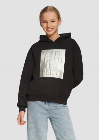 s.Oliver Wärmender Hoodie mit Metallic-Print - schwarz