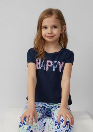 s.Oliver T-Shirt in A-Shape mit Artwork - navy