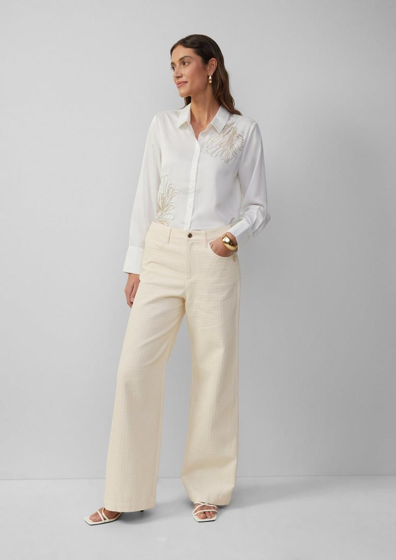 s.Oliver Jeans Suri / Regular Fit / High Rise / Wide Leg / Strukturmuster - ecru