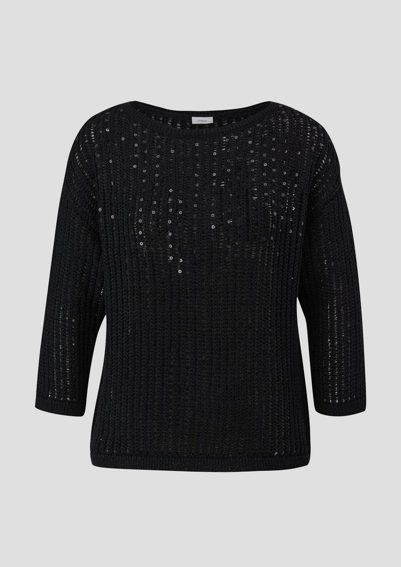 s.Oliver Strickpullover aus Baumwollmix - schwarz