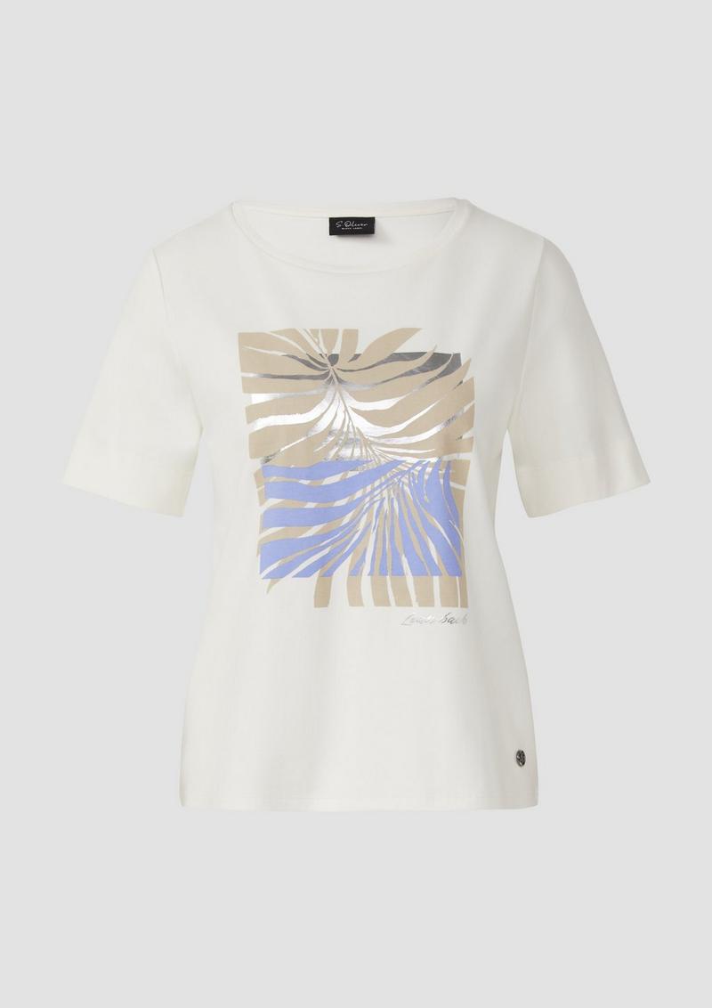 s.Oliver T-Shirt aus Interlockjersey mit Frontprint - creme