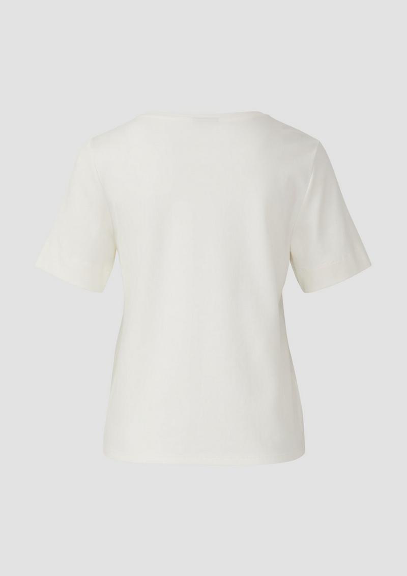 s.Oliver T-Shirt aus Interlockjersey mit Frontprint - creme