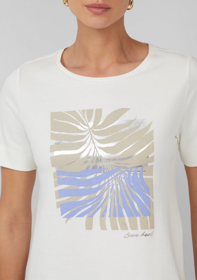 s.Oliver T-Shirt aus Interlockjersey mit Frontprint - creme