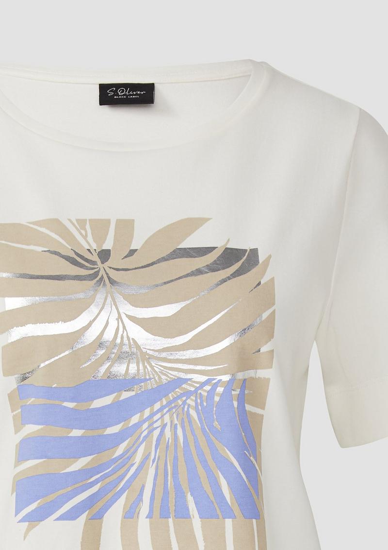 s.Oliver T-Shirt aus Interlockjersey mit Frontprint - creme