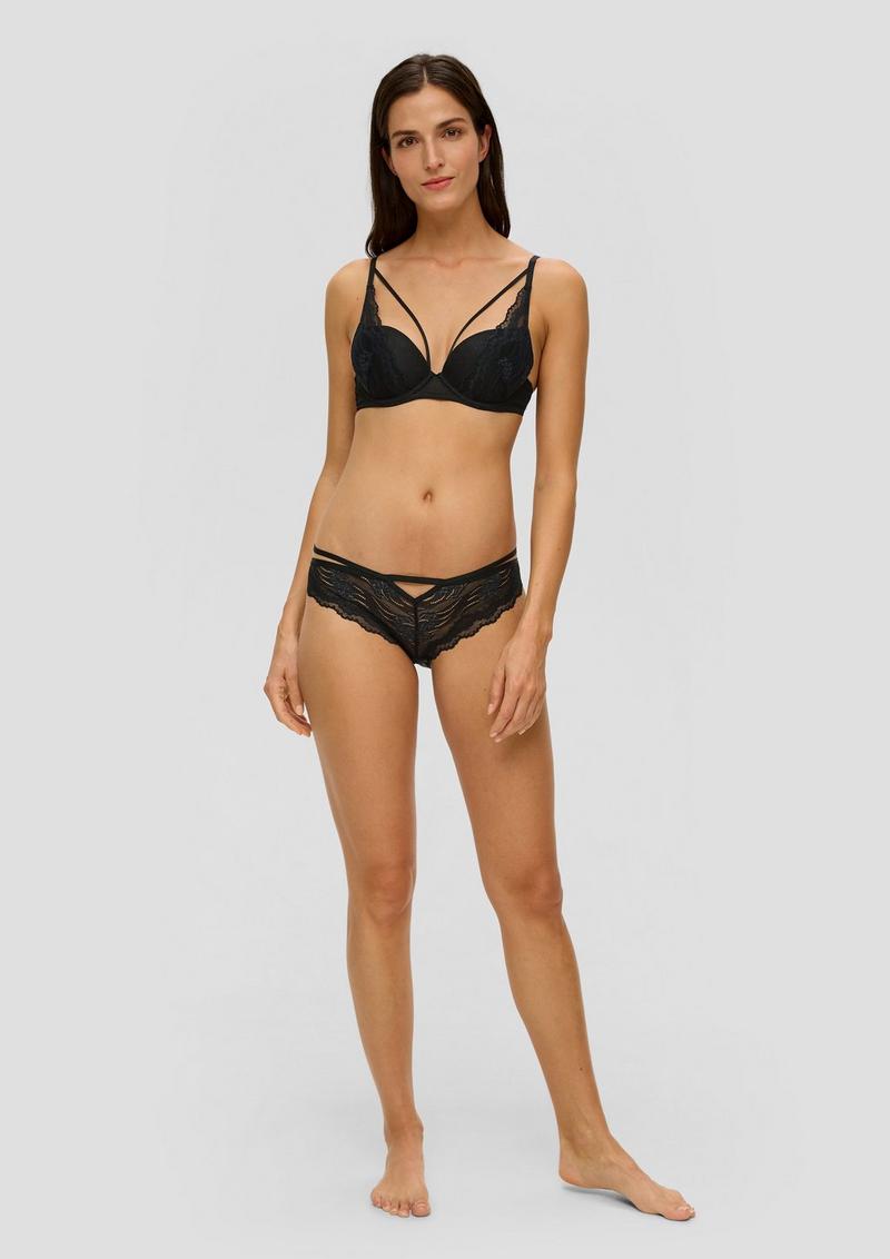 s.Oliver Push-up-BH mit Spitzen-Details - schwarz