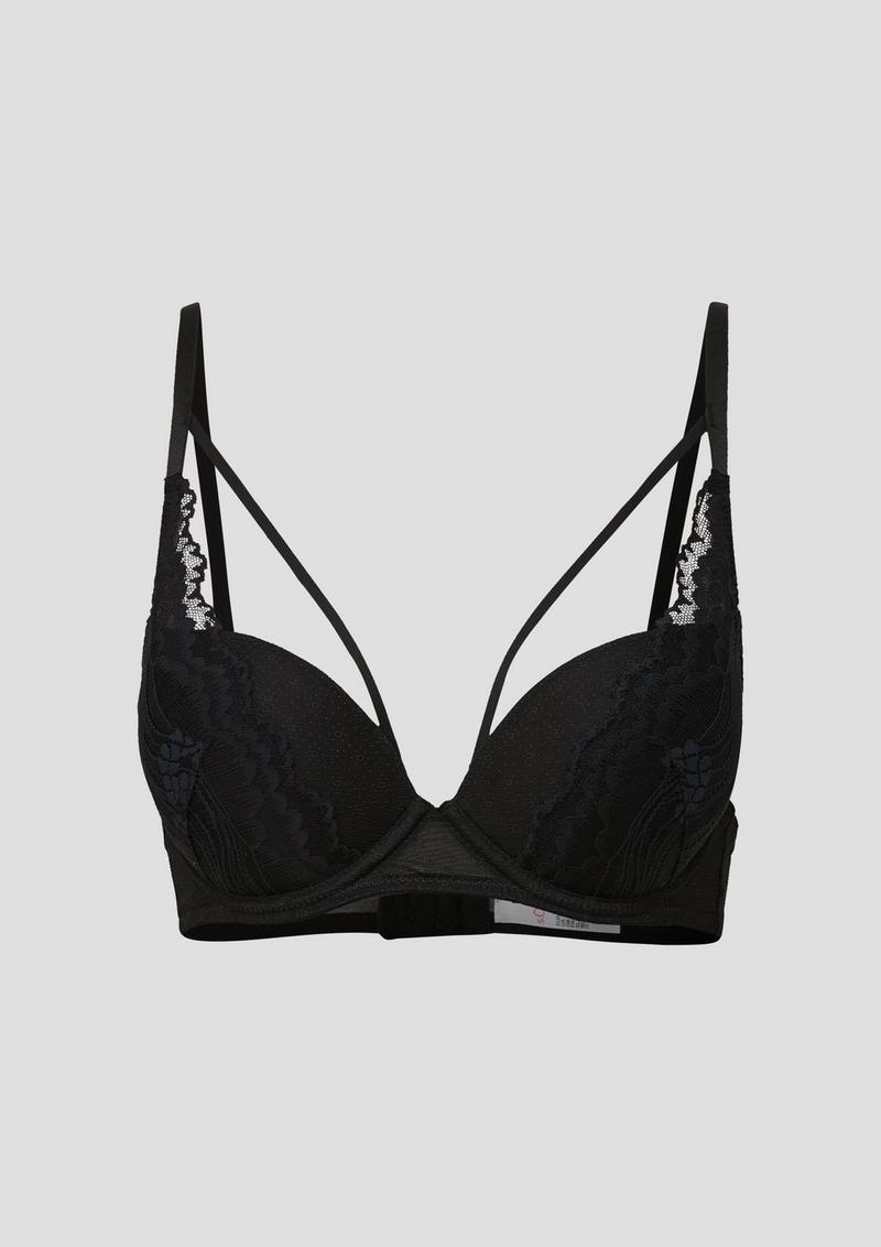 s.Oliver Push-up-BH mit Spitzen-Details - schwarz