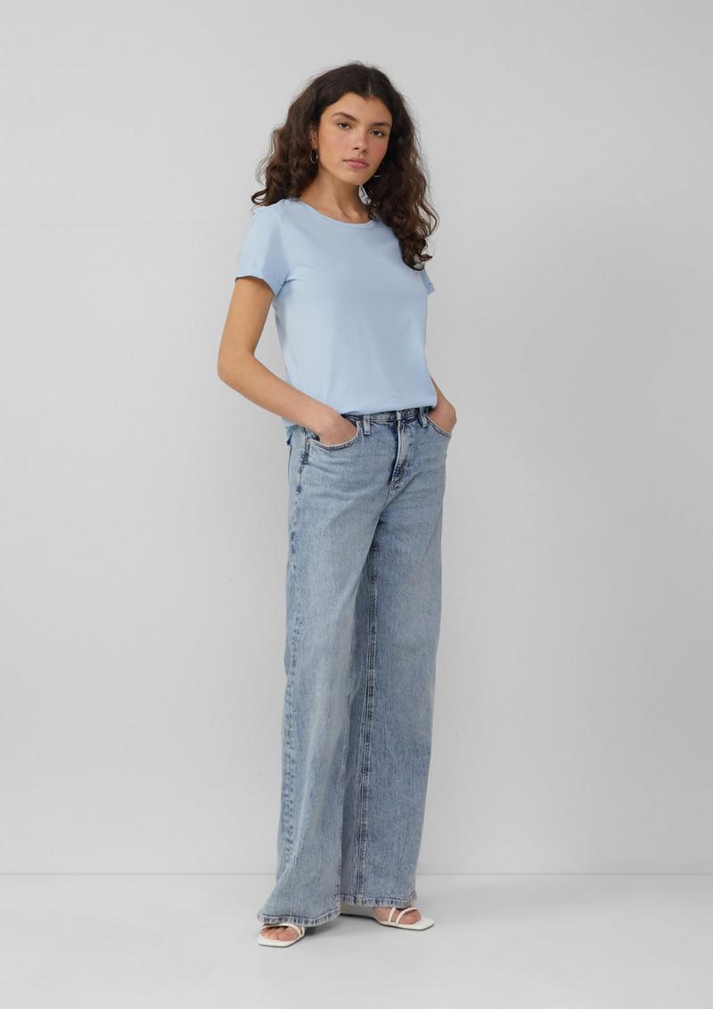 s.Oliver Baumwollshirt mit Rundhalsausschnitt - hellblau