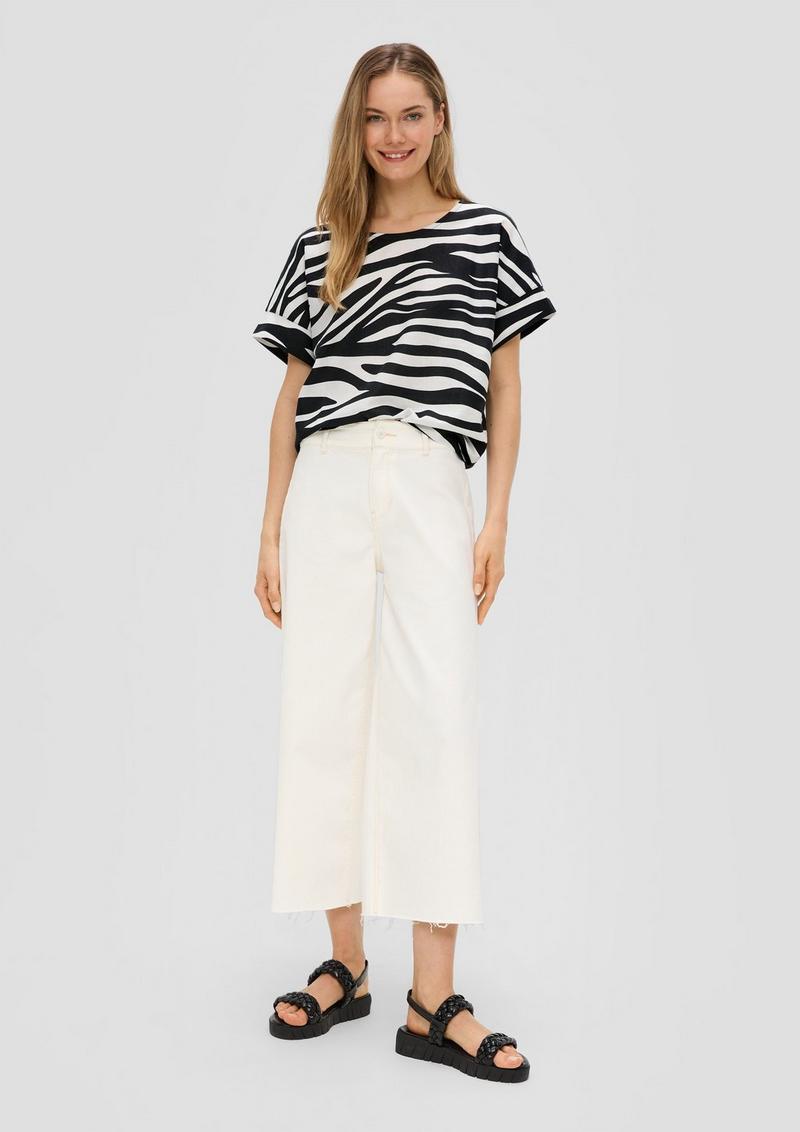 s.Oliver Fabricmix-T-Shirt im Relaxed Fit - schwarz