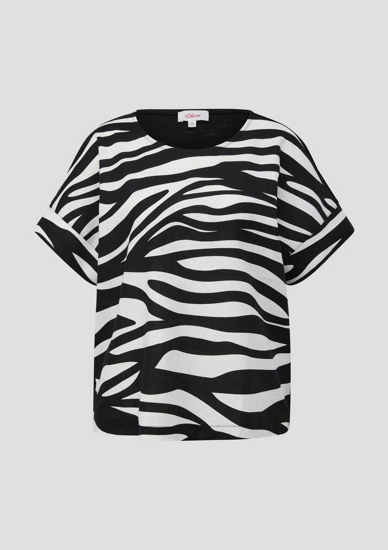 s.Oliver Fabricmix-T-Shirt im Relaxed Fit - schwarz