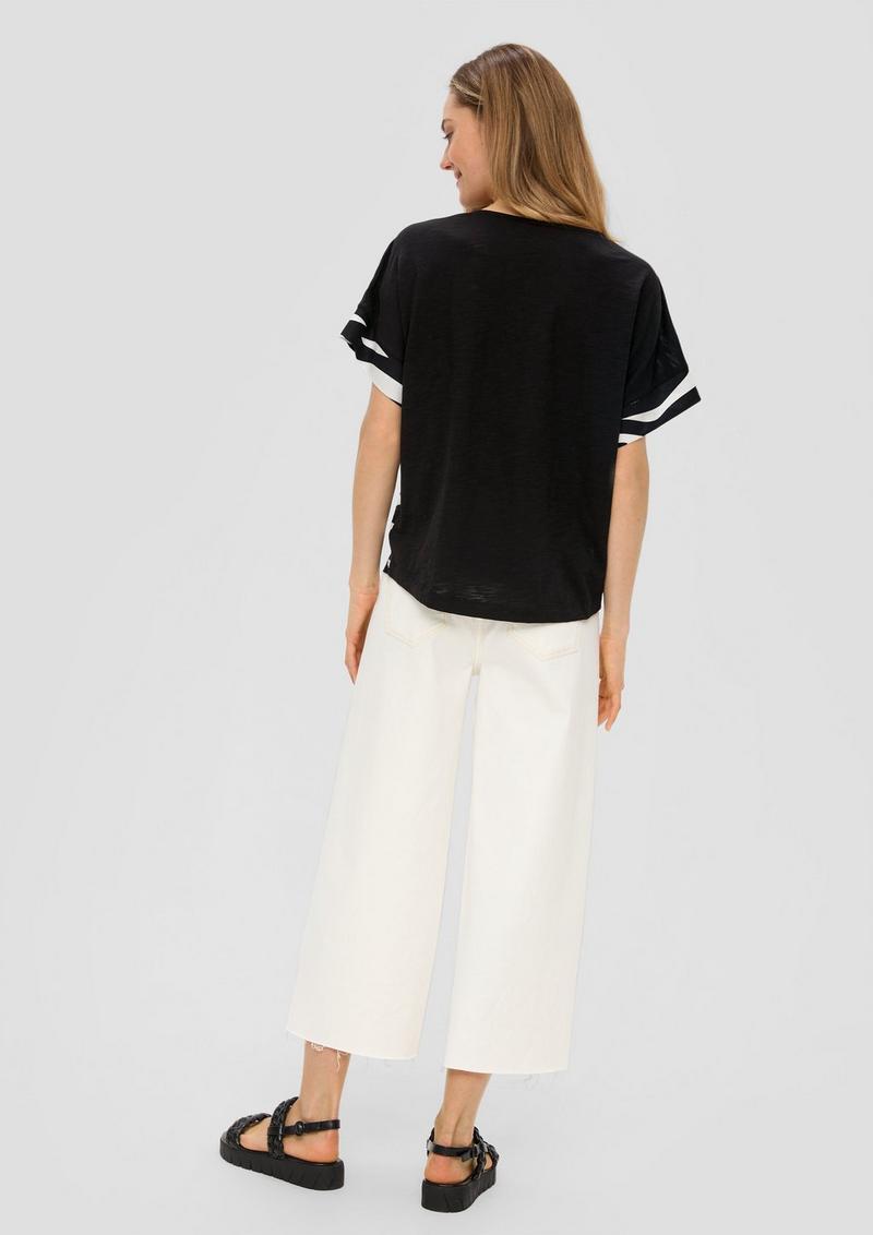 s.Oliver Fabricmix-T-Shirt im Relaxed Fit - schwarz