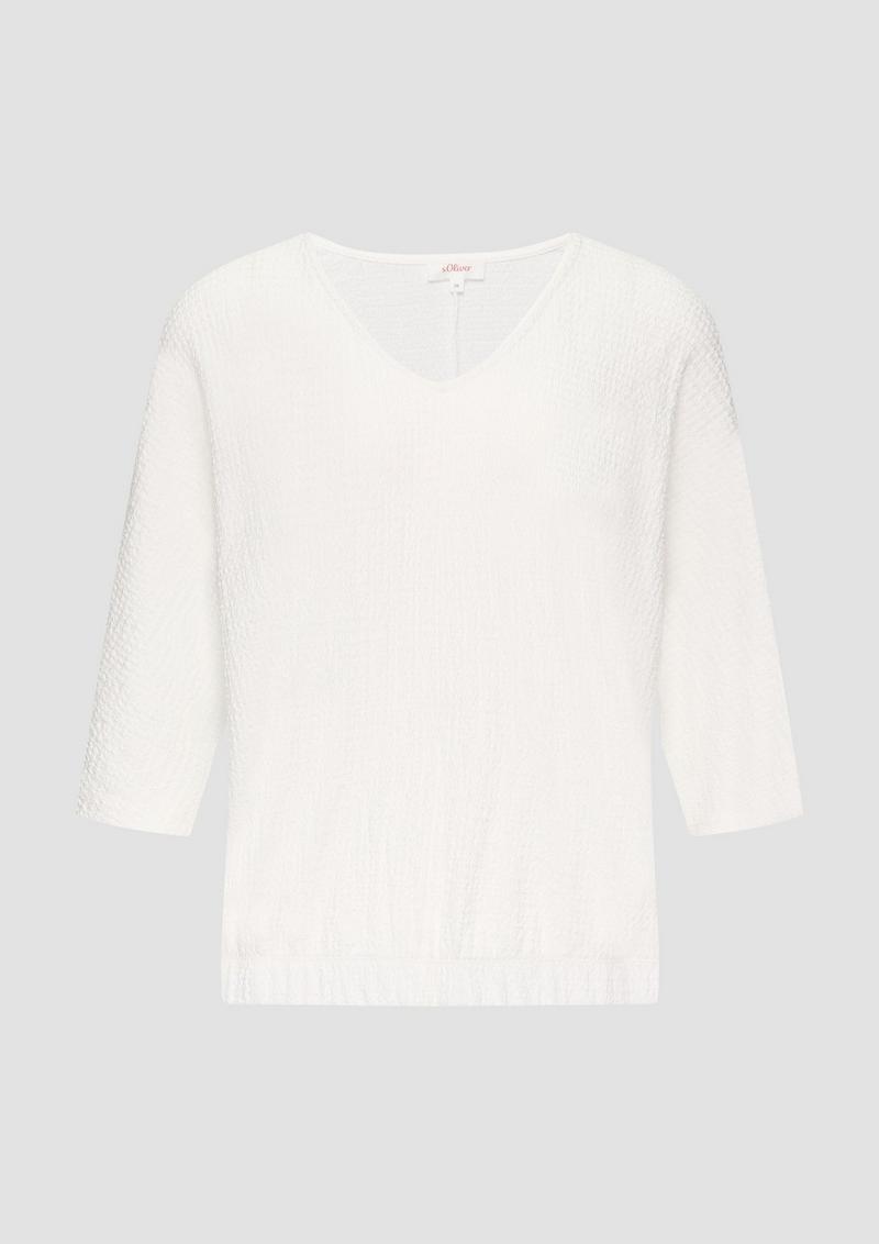 s.Oliver Fein Strukturiertes Jerseyshirt mit 3/4-Fledermausärmeln - ecru