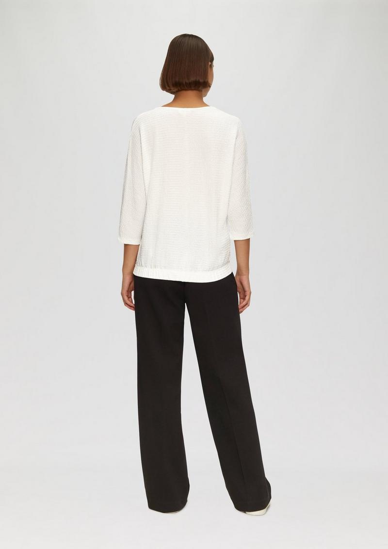 s.Oliver Fein Strukturiertes Jerseyshirt mit 3/4-Fledermausärmeln - ecru