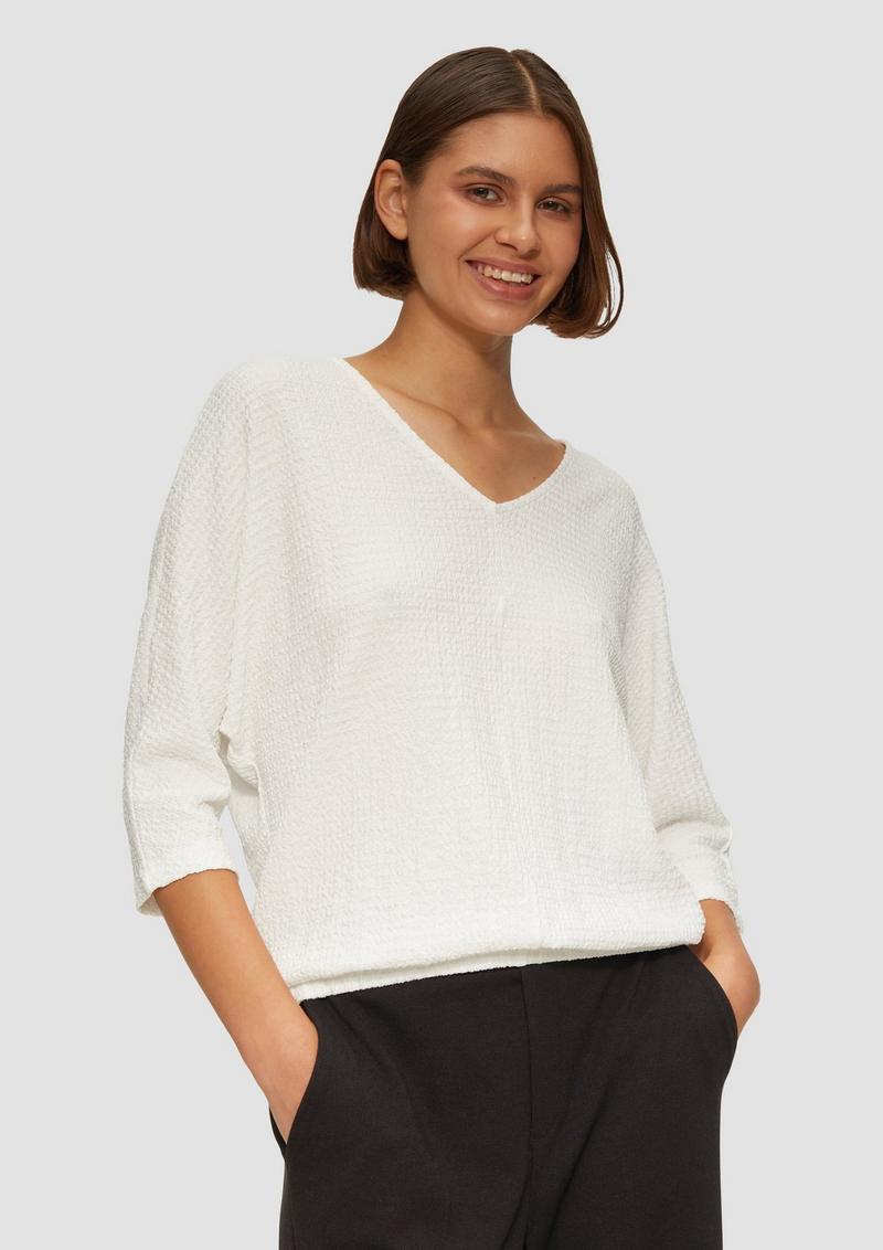 s.Oliver Fein Strukturiertes Jerseyshirt mit 3/4-Fledermausärmeln - ecru