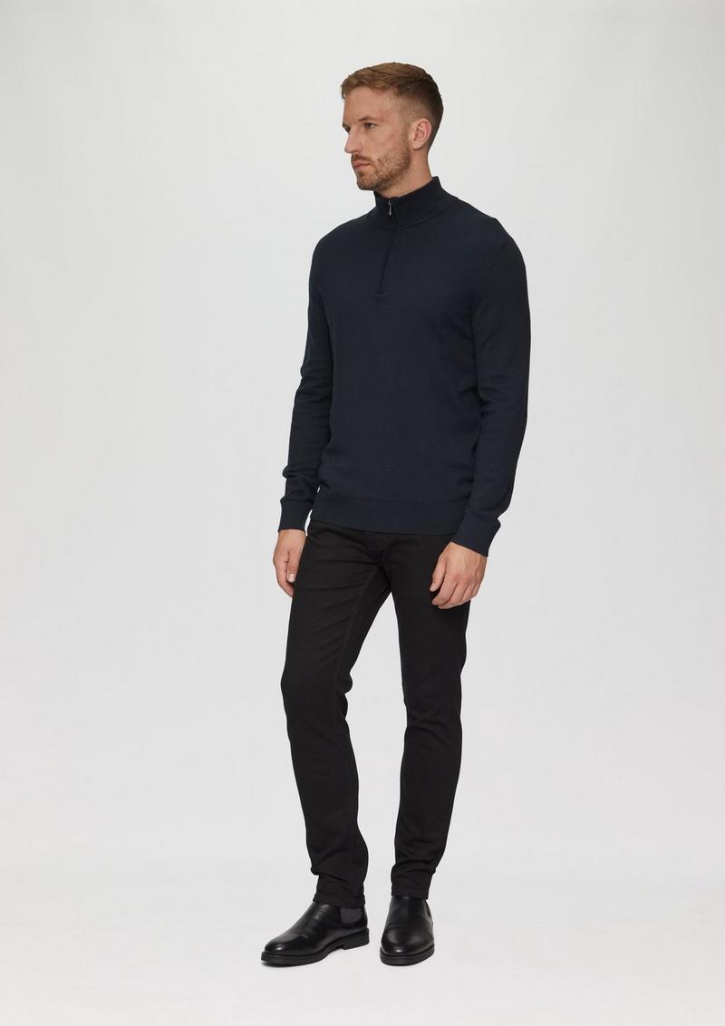 s.Oliver Strickpullover mit Stehkragen - navy