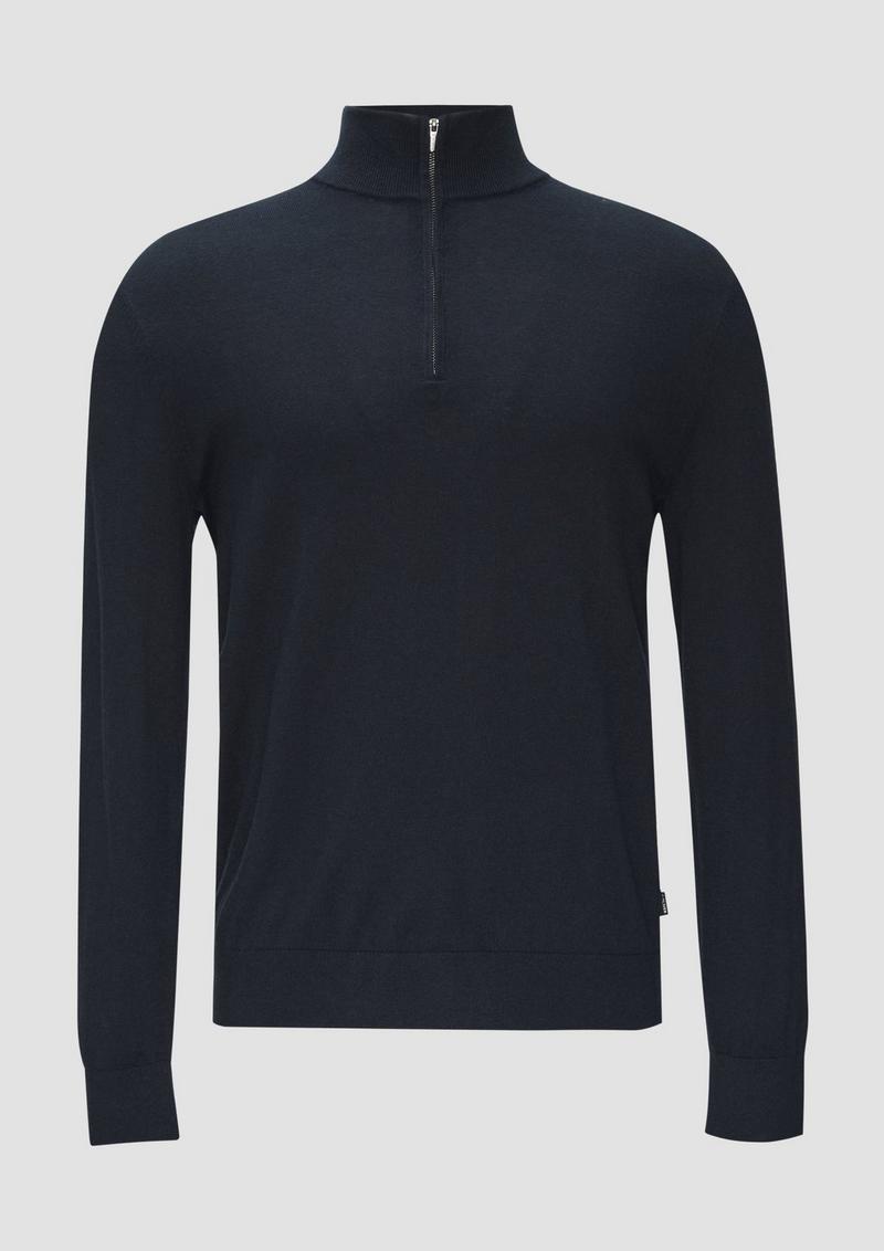 s.Oliver Strickpullover mit Stehkragen - navy
