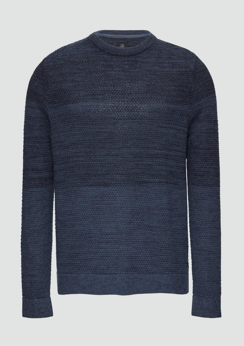 s.Oliver Strickpullover in melierter Streifenoptik - hellblau