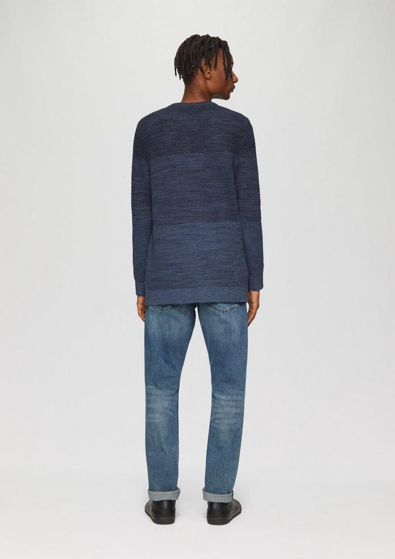 s.Oliver Strickpullover in melierter Streifenoptik - hellblau