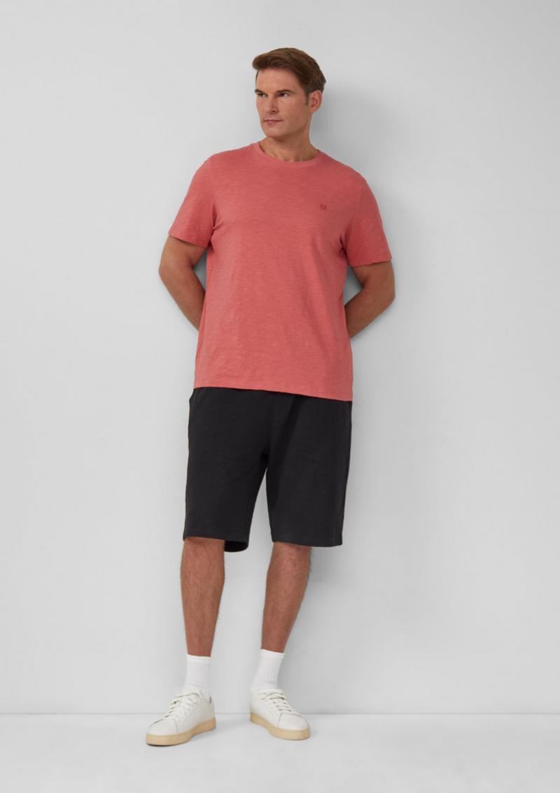 s.Oliver Detroit: Sweat-Bermuda mit Flammgarnstruktur im Relaxed Fit - schwarz