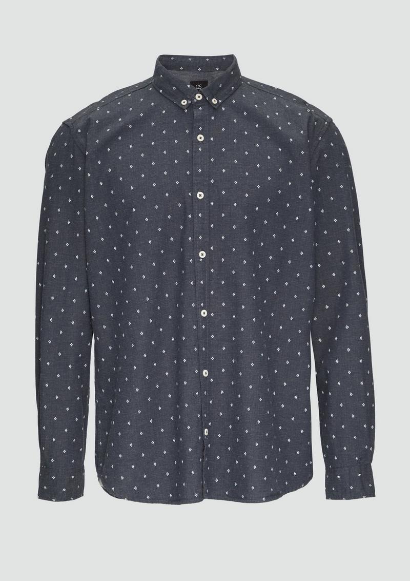 s.Oliver Regular Fit: Hemd mit All-over-Print und Button-Down-Kragen - tiefblau
