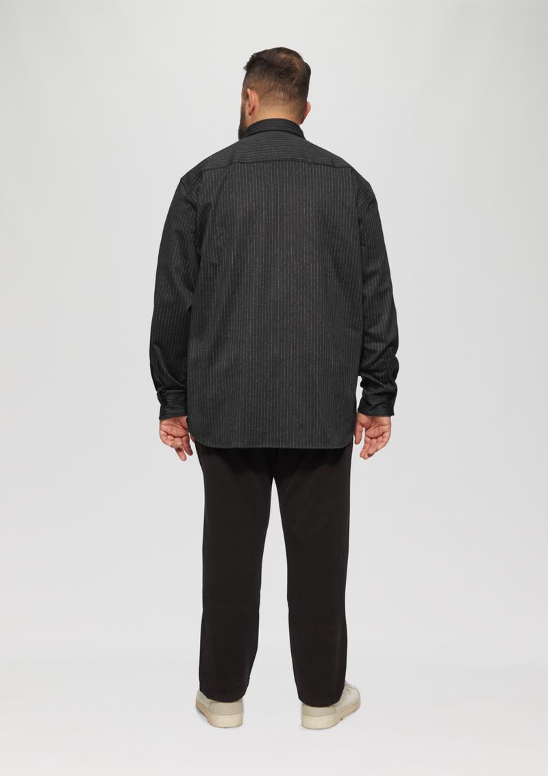 s.Oliver Regular Fit: Jersey-Hemd mit Nadelstreifen - schwarz