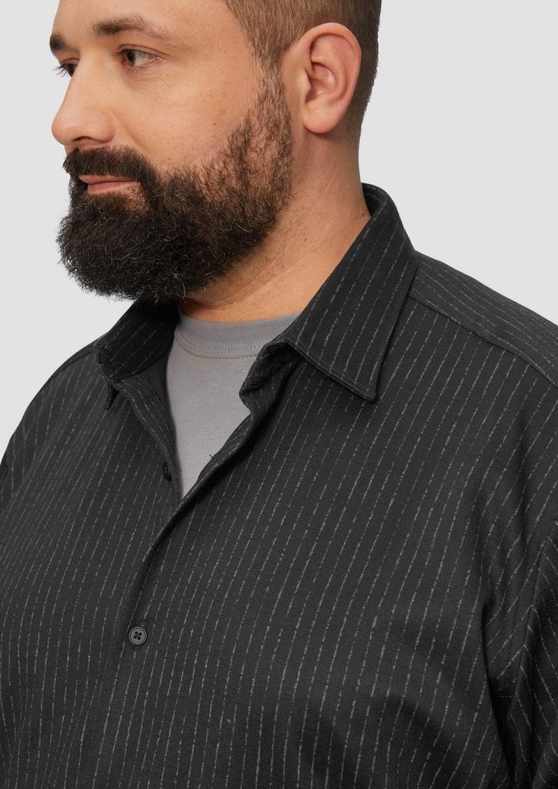 s.Oliver Regular Fit: Jersey-Hemd mit Nadelstreifen - schwarz