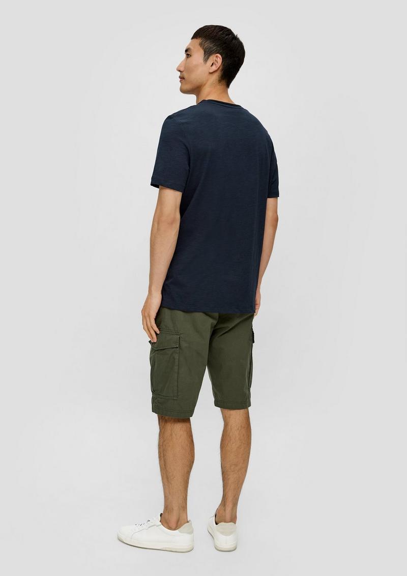 s.Oliver T-Shirt mit Flammgarn-Struktur und Logo-Print - navy