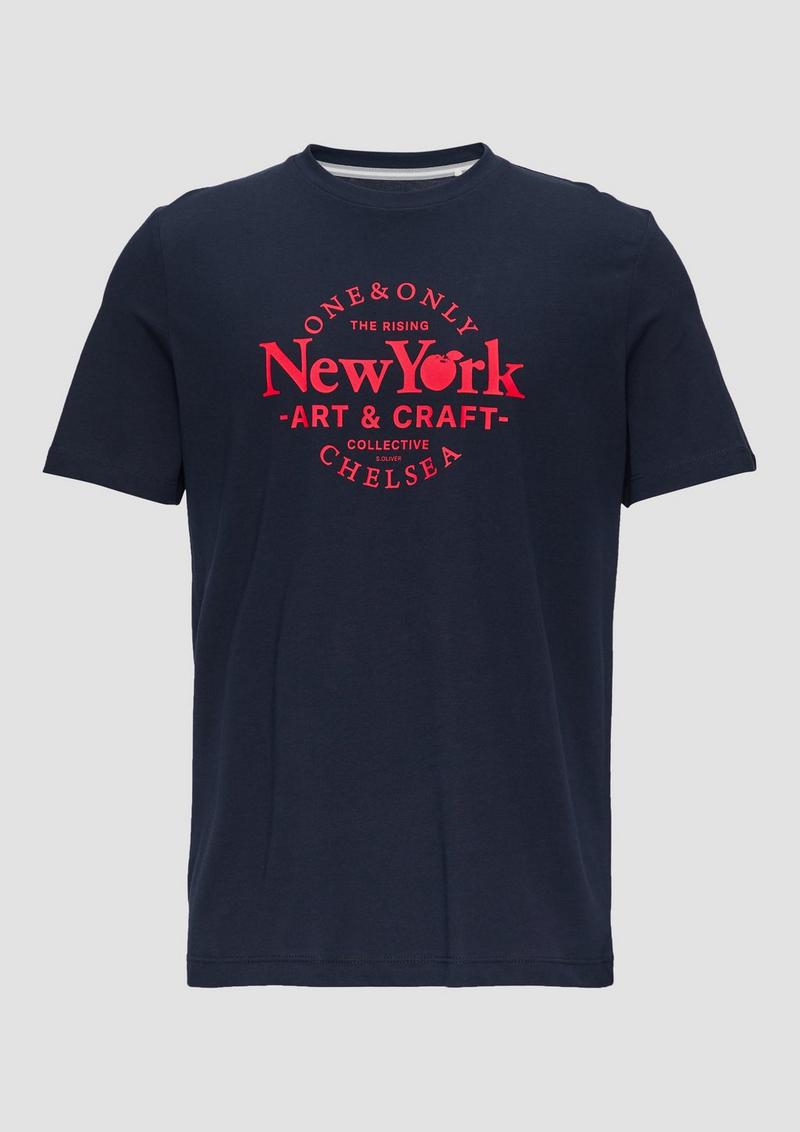 s.Oliver T-Shirt mit Frontprint - navy