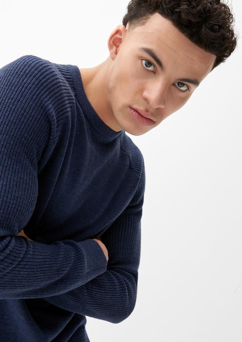 s.Oliver Raglanpulli aus Strukturstrick - tiefblau