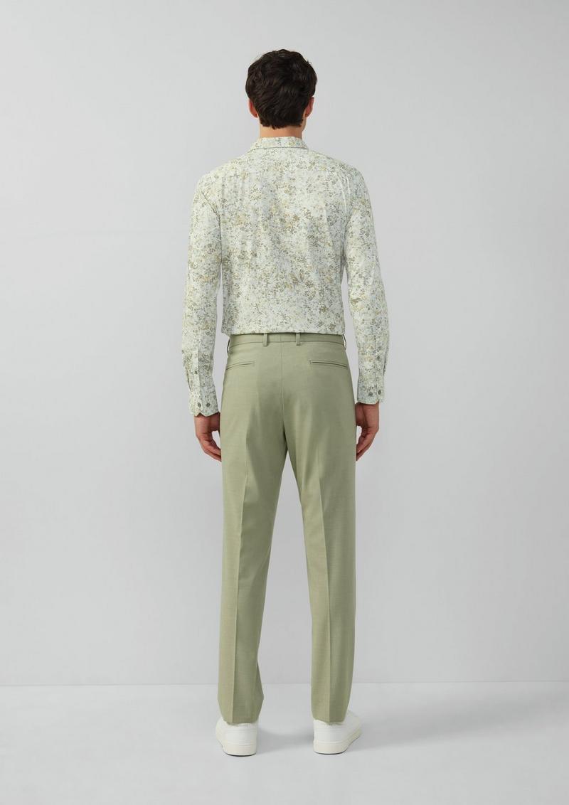 s.Oliver Tailored Fit: Gemustertes Hemd aus Baumwollstretch - olivgrün