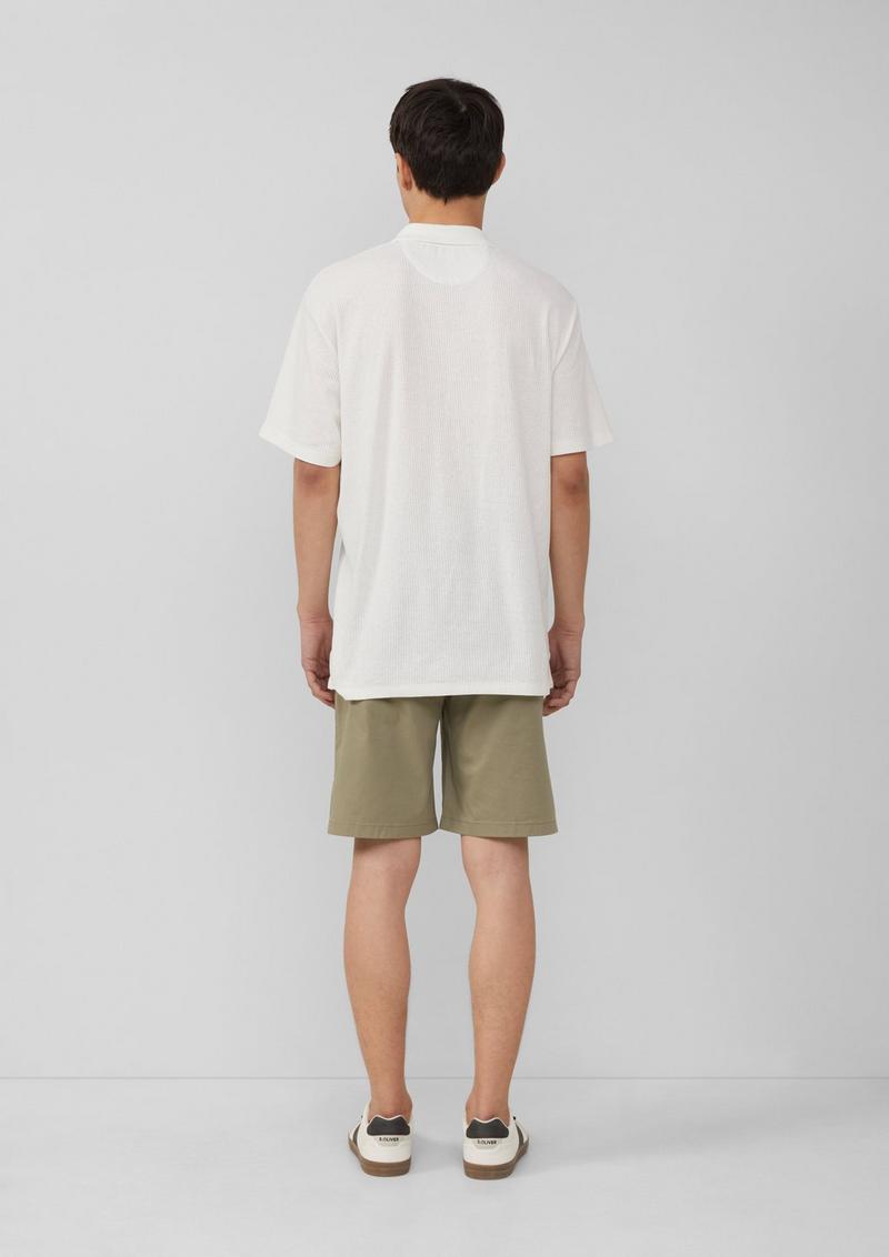 s.Oliver Poloshirt aus Leinenmix mit Brusttasche - weiß