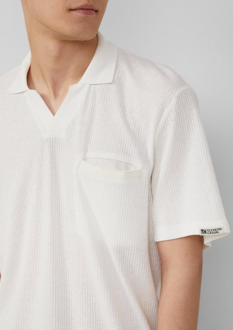 s.Oliver Poloshirt aus Leinenmix mit Brusttasche - weiß