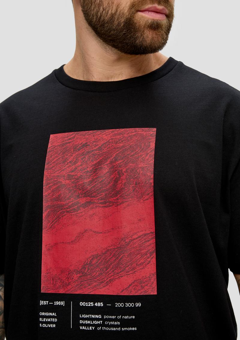 s.Oliver T-Shirt mit Frontprint - schwarz