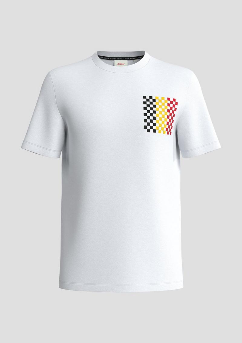 s.Oliver Unisex Baumwoll-T-Shirt mit EM-Print - weiß